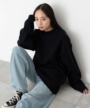 WEGO 【ユニセックス着用ITEM】ミラノリブモックネックプルオーバー ブラック