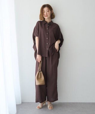 YECCA VECCA ストライプ柄シャツ Brown