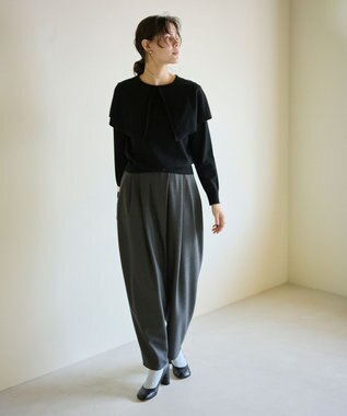 #Newans 【洗える】ケープカラープルオーバー ブラック