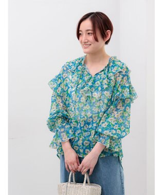 Te chichi フラワープリントフリルブラウス