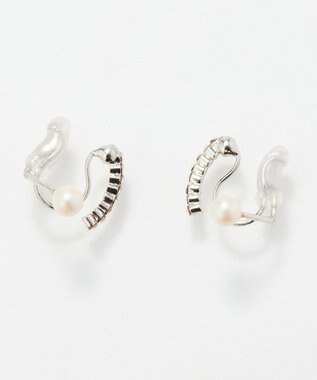 Phoebe 【痛くないシリーズ】ラインストーンパールフロートライトフィットイヤリング　シルバー シルバー