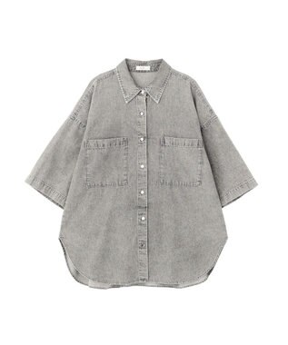 earth music&ecology 5分袖デニムシャツ Black