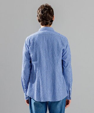 JOSEPH HOMME トライジャガード ストライプ ストレッチ レギュラーカラーシャツ ネイビー系1