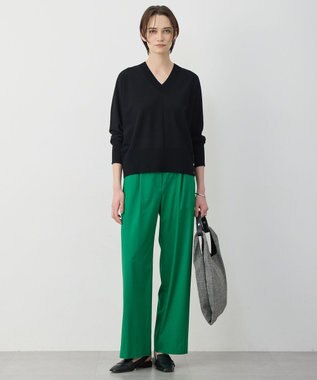 ICB ドライリネンストレッチ ワイドストレートパンツ グリーン