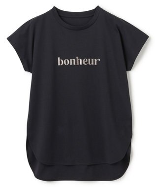 UNFILO BEAUTY FORM ロゴ刺繍フレンチスリーブTシャツ [NEW]ブラック