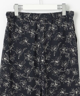 J.PRESS LADIES L 【洗える】ラインフラワープリント ワイドパンツ ネイビーベース系