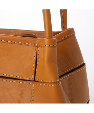 UNBILLION ピークスピーク PEAKSPEAK / 牛革パッチワーク・フラップトートS キャメル