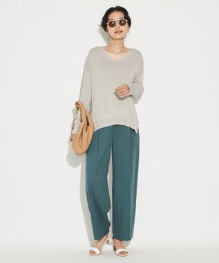 J.PRESS LADIES 【洗える】コットンセルロース チノ パンツ スモーキーグリーン系