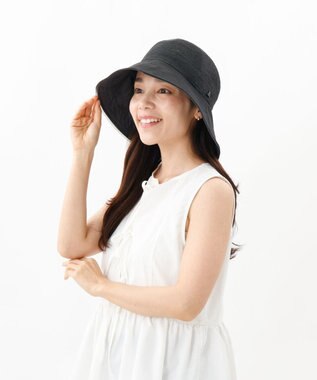 AURORA 【 LANVIN en Bleu （ランバン オン ブルー）】天然ブレードｘサテン布帛クロッシェハット ブラック