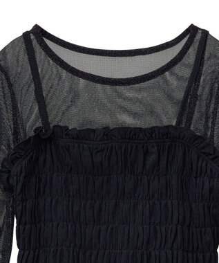 Green Parks ＳＥＴ２点　シャーリングビスチェ＋メッシュインナー Black