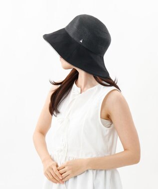 AURORA 【 LANVIN en Bleu （ランバン オン ブルー）】天然ブレードｘサテン布帛クロッシェハット ブラック