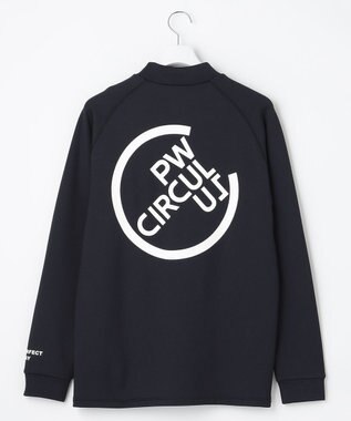 PW CIRCULUS 【MEN】【ストレッチ/軽量】バックロゴ 長袖 モックネック シャツ ネイビー系