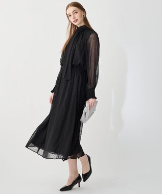 23区 【APPLAUDIR】シアードットフロッキー ボウタイリボンドレス ブラック系