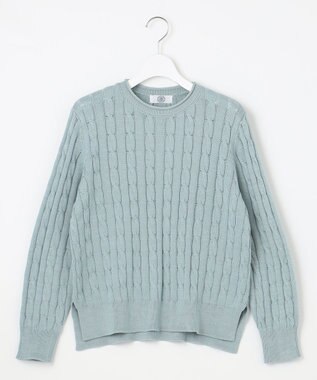 J.PRESS LADIES L 【洗える】GIZA MERCERIZE COTTON ケーブル ニット スカイブルー系