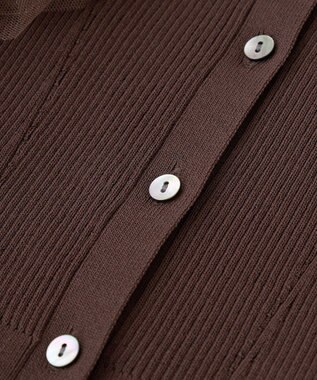 YECCA VECCA チュールラッフルノースリーブカーディガン Brown