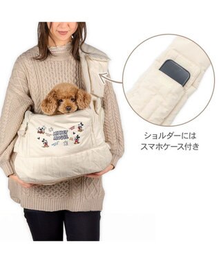 PET PARADISE ディズニー ミッキーマウス 刺繍 スリング キャリーバッグ Ｍ アイボリー