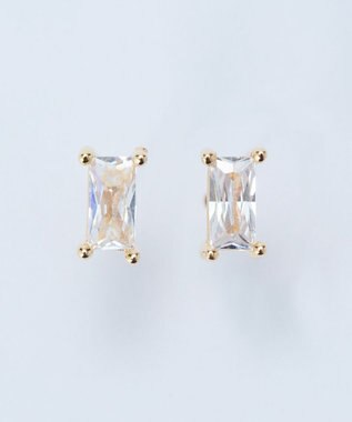 Phoebe シャインフレームレクタングルピアス　クリア クリア