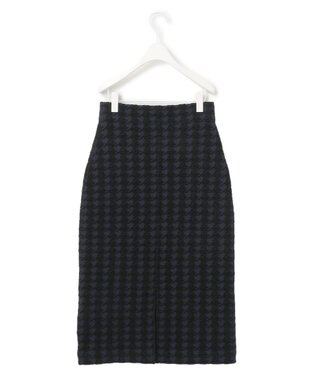 ICB 【洗える】ハウンドトゥースパターン ニットスカート ネイビー系