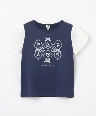 組曲 KIDS 【110-140㎝】スズランプリント Tシャツ ネイビー