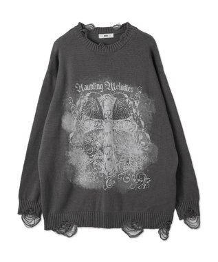 WEGO クラッシュBIGプリントニットプルオーバー スミクロ