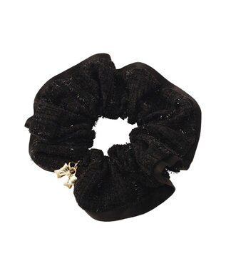 Maison de FLEUR ツイードリボンシュシュ Black