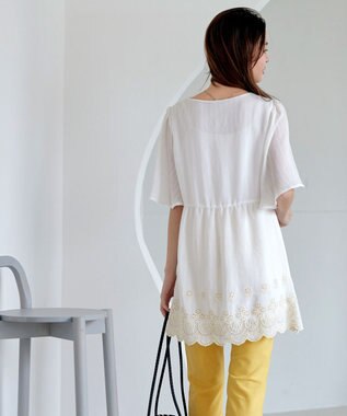 Tiaclasse 【洗える】スカラップレースチュニックブラウス オフホワイト
