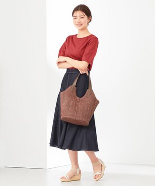 ANY SIS 【汗ジミ防止・UVケア】アーモンドスリーブ カットソー レッド