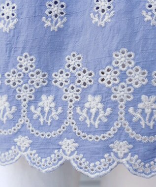 Tiaclasse 【洗える】スカラップレースチュニックブラウス サックス