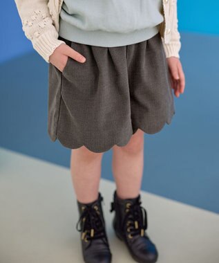 ANY KIDS ミニ丈 へリンボン キュロット チャコール