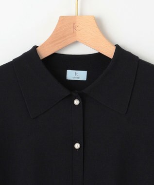 組曲 L フレアスリーブニットポロ ブラック系