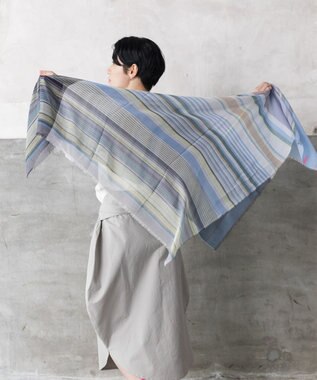 POLS 播州織 極細コットンストール ブルー