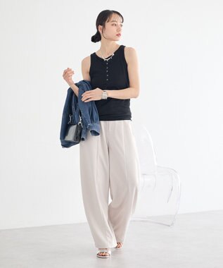 earth music&ecology 【SET】シアーフライスレイヤードタンクトップ Black