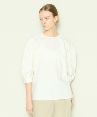【洗える】コットンシルク　ラウンドネックブラウス