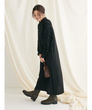 CRAFT STANDARD BOUTIQUE 袖ジャガードラグランワンピース Black