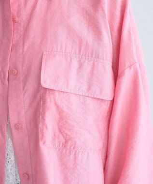 earth music&ecology Ｗポケットシャツ Pink