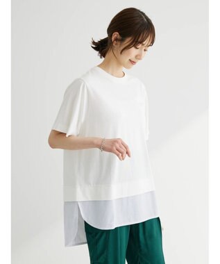 Green Parks 布帛レイヤー半袖チュニック Off White