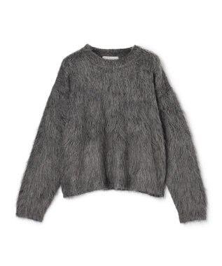 UNFILO L アルパカシャギー クルーネック プルオーバー チャコール