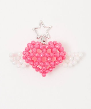 WEGO ハートウィングビーズキーホルダー ピンク