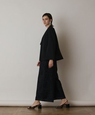 GRACE CONTINENTAL ダブルクロスノーカラージャケット ブラック