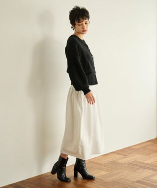 #Newans 【セレモニーにも】バルーンフレアニットスカート ホワイト