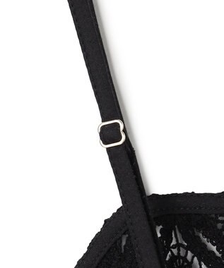 UNFILO L 【2点セット】ラッセルレース キャミレイヤード Tシャツ ブラック