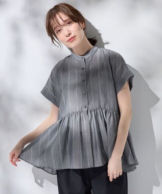 【洗濯機可】半袖ティアードブラウス