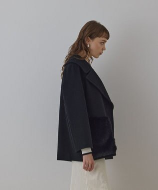 GRACE CONTINENTAL ファーポケットピーコート ブラック