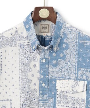 J.PRESS MEN ペイズリーバンダナプリント クレイジーパターンシャツ ダルブルー系9