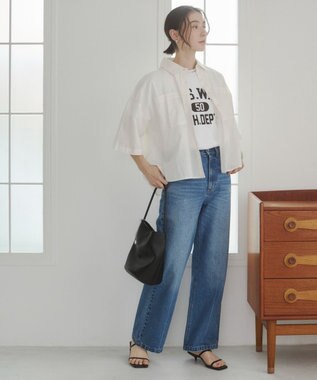 WEGO 【ANGIE VINTAGE】キャンブリックボイルオーバー半袖シャツ オフホワイト