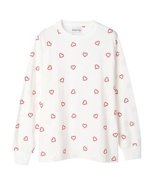 Green Parks ・Ｄｏｕｂｌｅ　Ｆｌａｇｓ　ハート刺繍ロンＴ Ivory