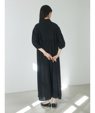 Green Parks ａ．衿付き切り替えワンピース Black