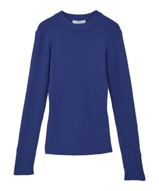 Green Parks もちやわ袖口釦リブニットプルオーバー Blue