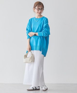 AMERICAN HOLIC 前振りロングニットプルオーバー Sax