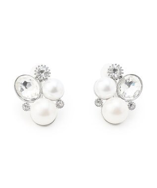 23区 パールMIXトライアングル イヤリング シルバー系